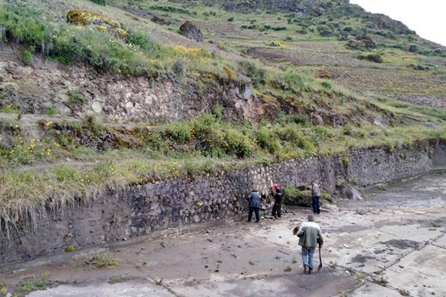 Aija: Inician obra de mantenimiento en reservorio de Piruru en el poblado de Almizcle en Coris